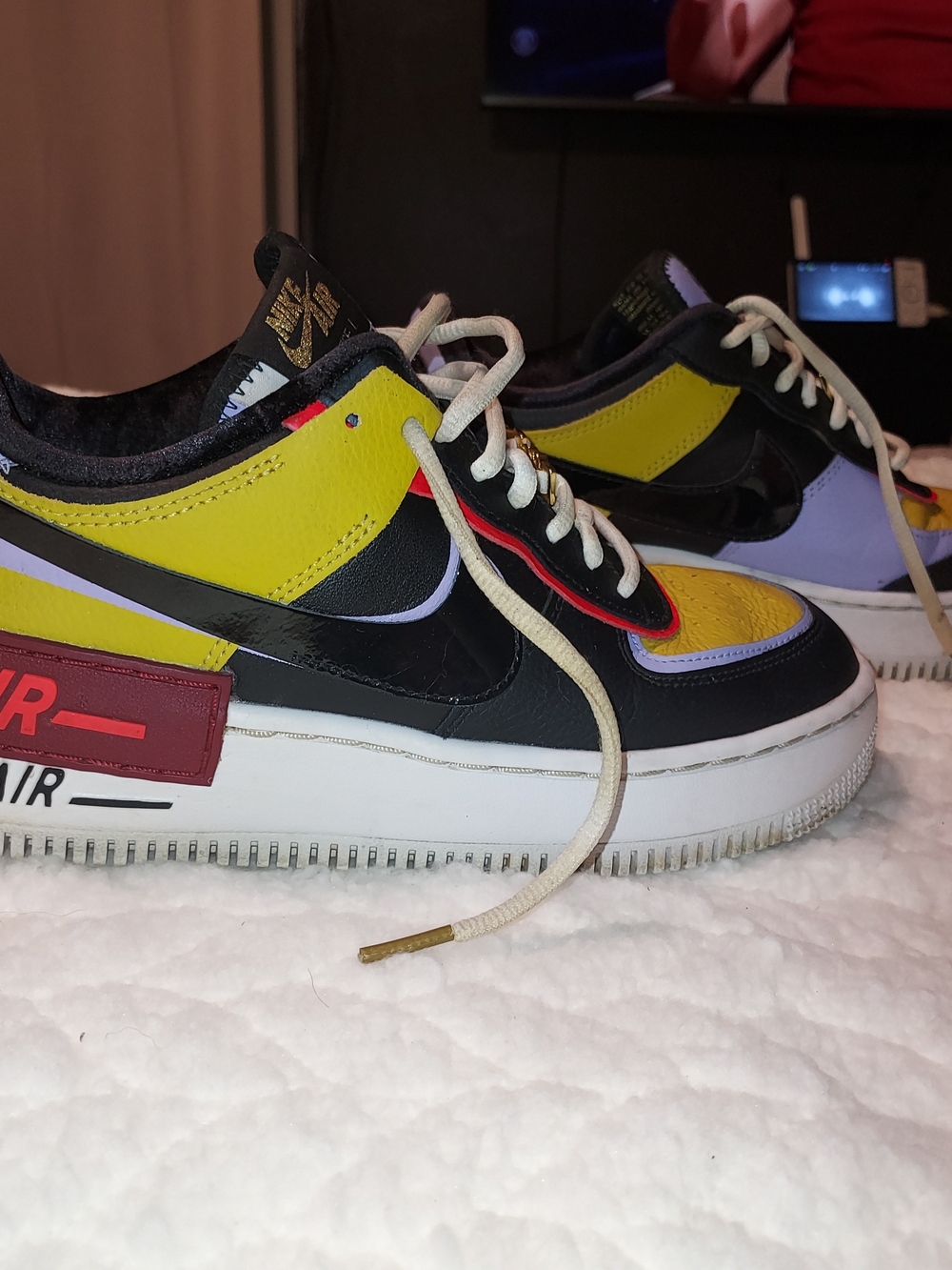 Nike Air Force 1 Shadow "Dark Sulfur" sneakers yellow, black,Purple